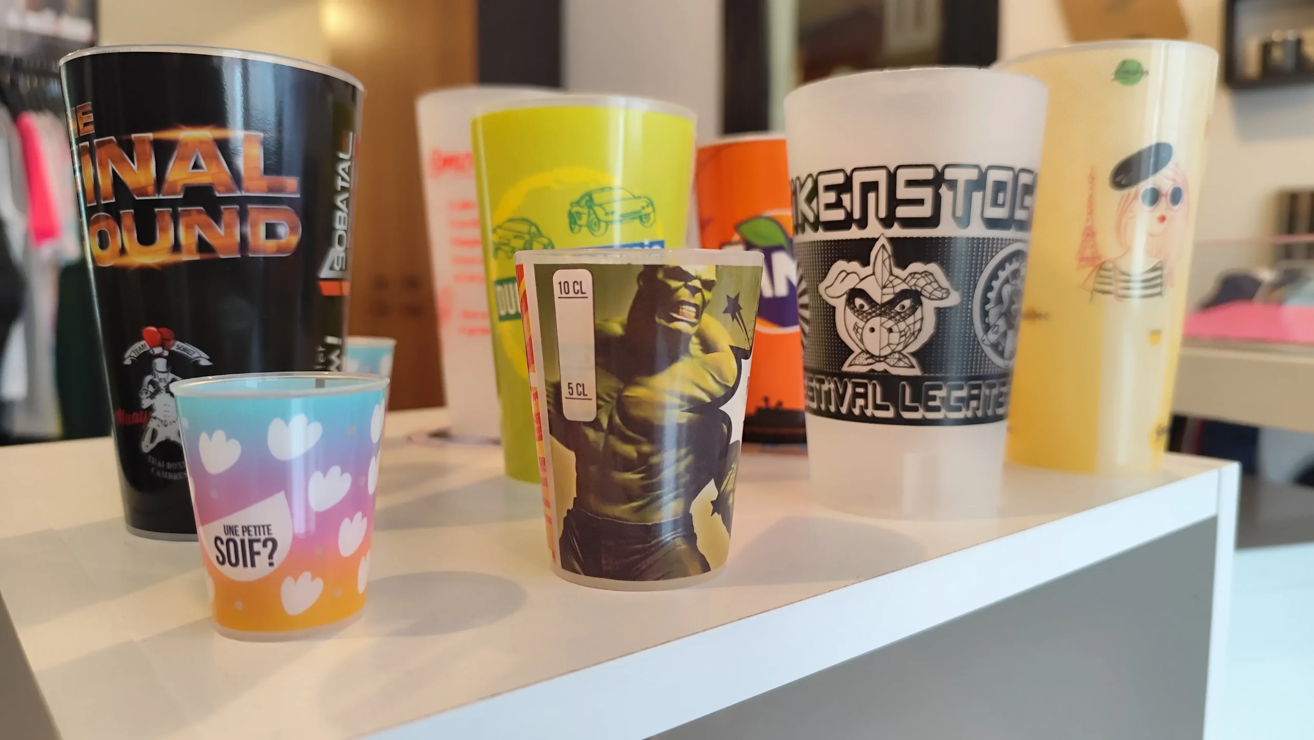 Gobelets personnalisés réalisés par JAM Studio à Caudry