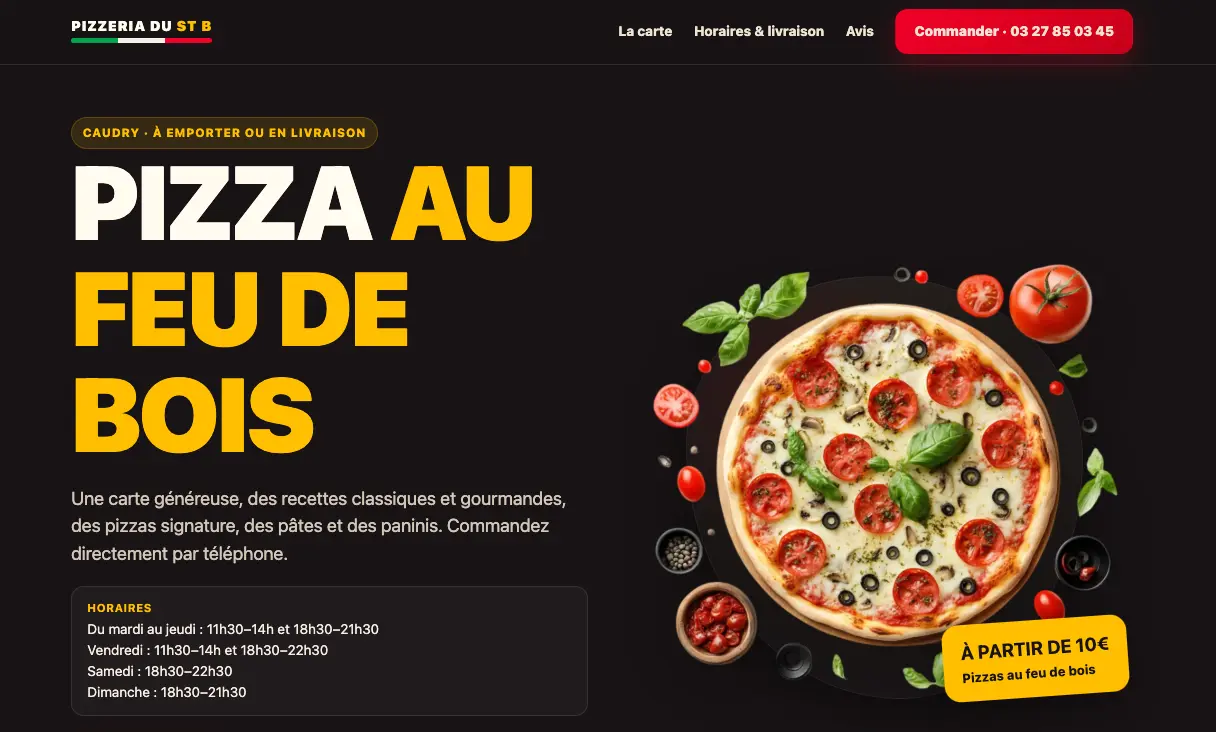 Création du site internet de la Pizzeria du St B par JAM Studio